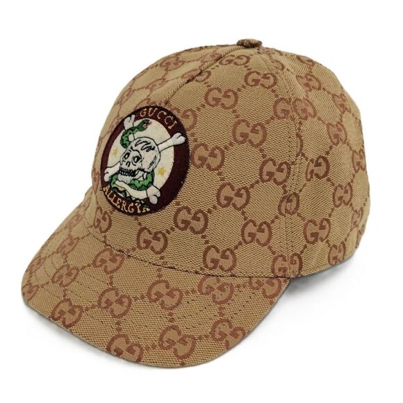 Gucci Children\'s Baseball Cap Size M 54 cm GG Canvas Beige Brown
